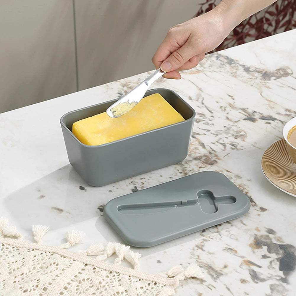 Butter Dish with Lid & Cutter | Airtight Fridge Storage Box Butter & Cheese Storage Peaceful Pleasures Health and Wellness
