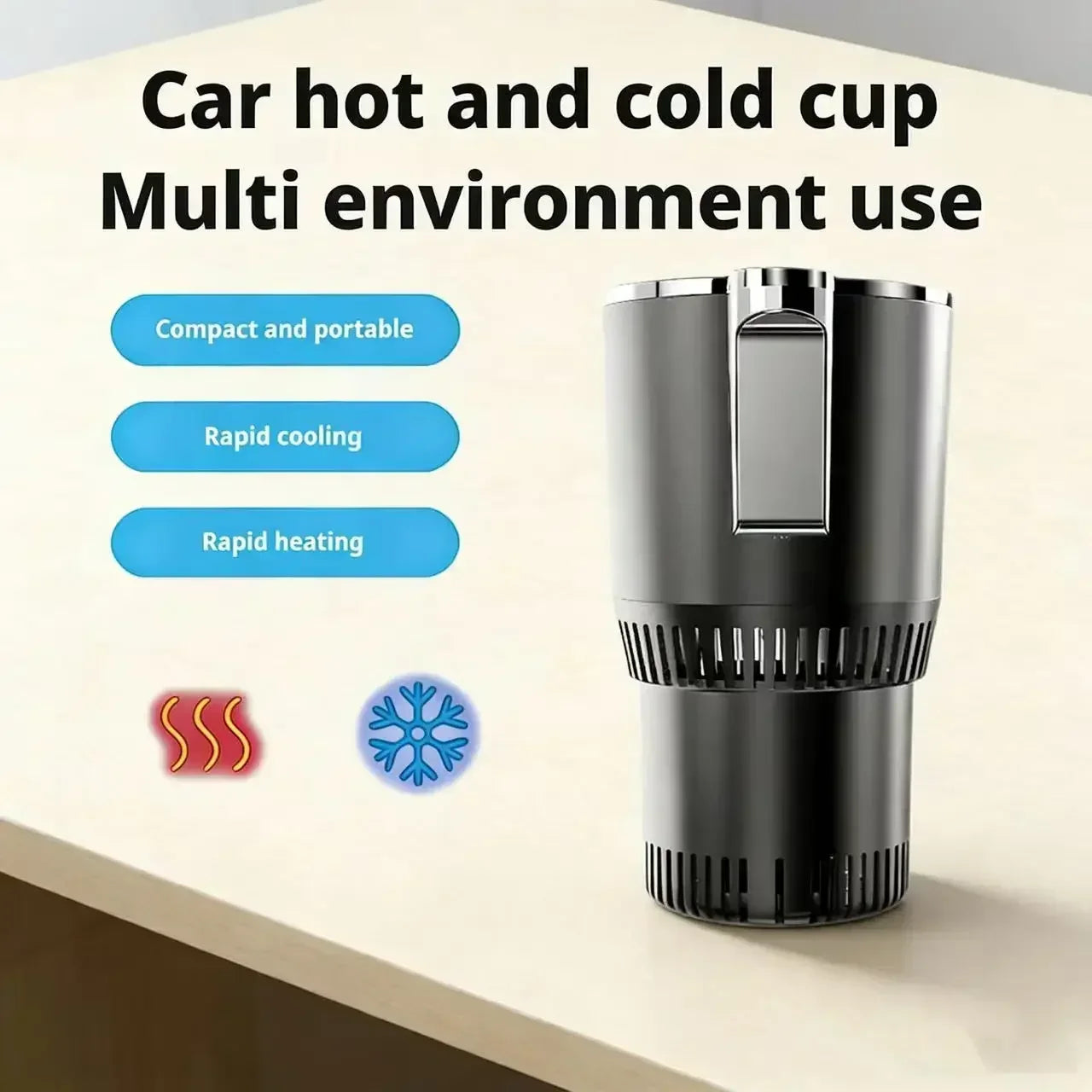 12V Smart Car Hot Cold Cup One-Touch Fast Heating Cooling Digital Temperature Display Portable Vehicle Heating Cooling Cup Peaceful Pleasures Health and Wellness