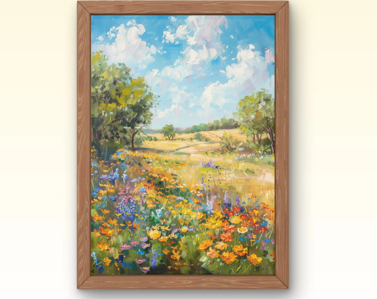 European Rural Scenery Floral Canvas Wall Art | Unframed Print