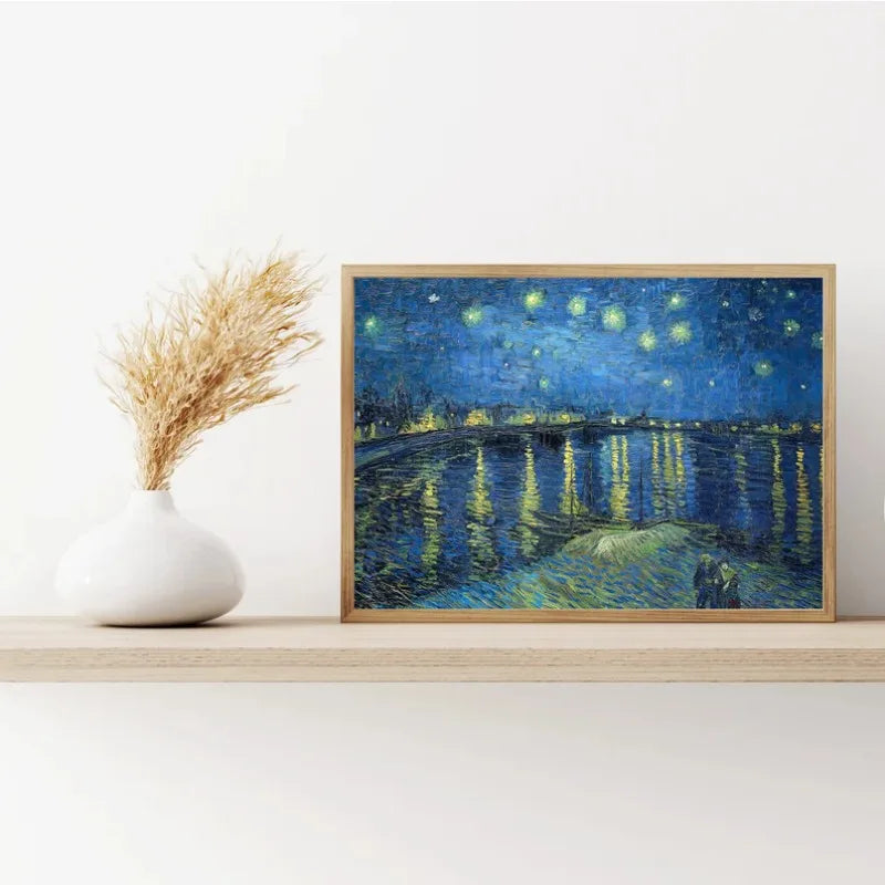 Van Gogh Canvas Wall Art Print | Starry Night Impressionist Poster Canvas Wall Art Print Peaceful Pleasures Health and Wellness
