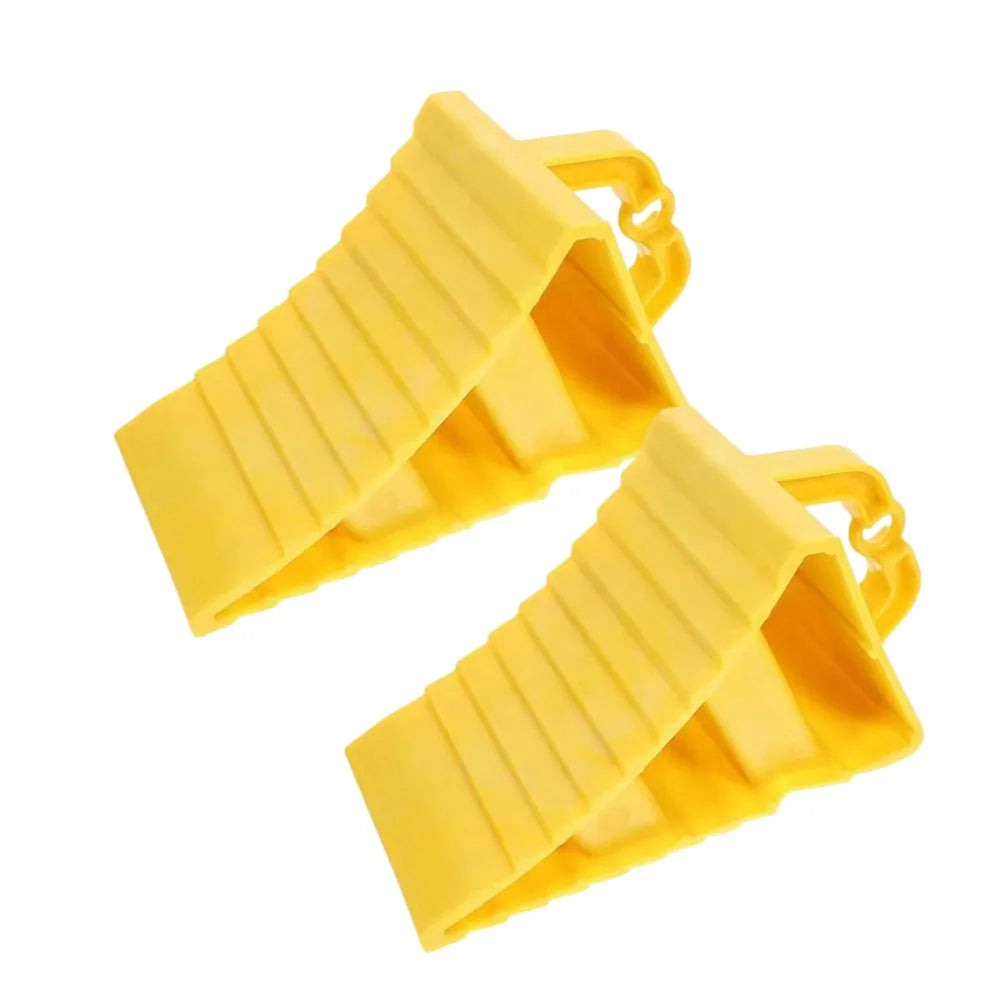 1/2pcs Car Wheel Chock Portable Anti-Slip Tire Stop Block For RV Truck Trailer Heavy Duty Parking Wedge Wear-Resistant Stopper Peaceful Pleasures Health and Wellness Yellow