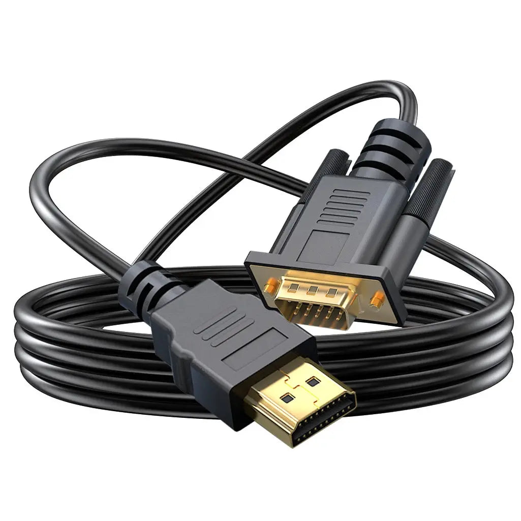 HDmi to VGA Cable 1080P 60Hz Digital to Analog Video Adapter for Laptop PC Monitor TV Projector PS3/4 Peaceful Pleasures Health and Wellness black 1.8m