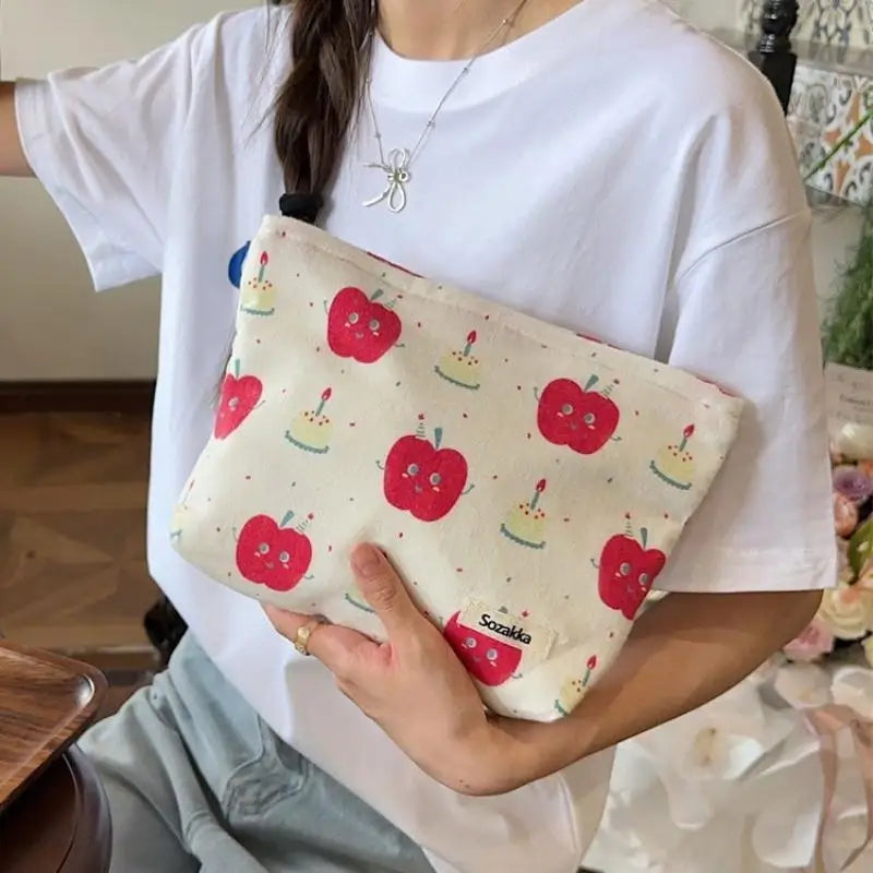 Cosmetic Bags Zipper Opening Key Card Holder Cartoon Student Pencil Case Coin Purse Ladies Hand Portable Storage Bag Peaceful Pleasures Health and Wellness