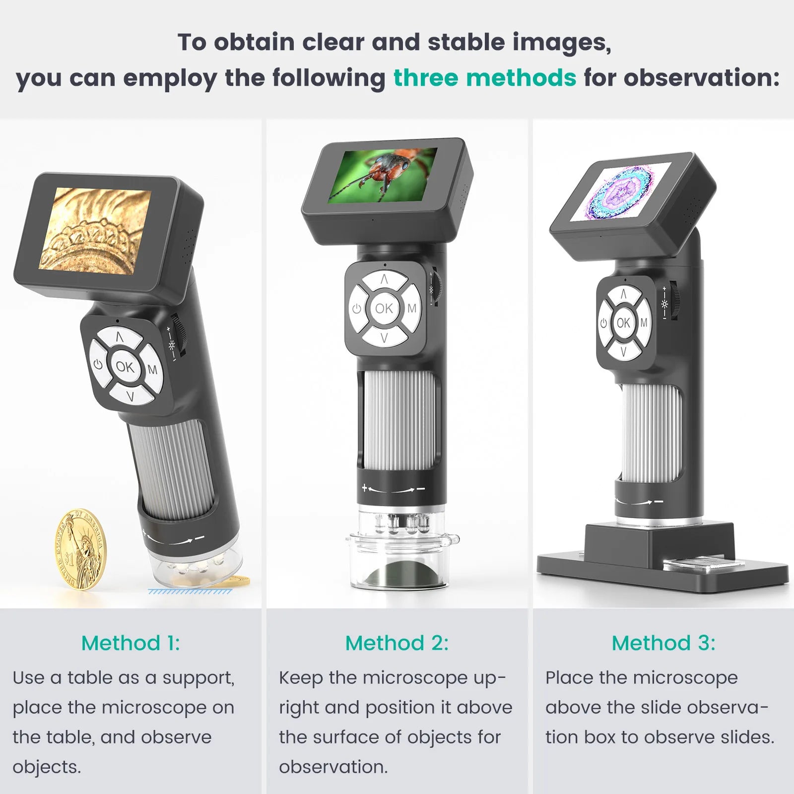 2 Inch Digital Microscope 2Mp 500X Magnification 8 Led Light Electronic Microscopio for Adult Soldering Peaceful Pleasures Health and Wellness