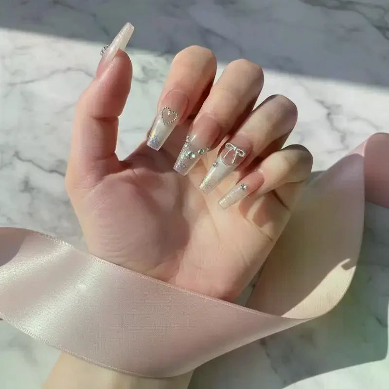 100Pcs 3D Silver Small Bowkont Heart-shaped Ornaments Nail Art Decorations Supplies DIY Alloy Bow Heart Nail Charms Accessories Peaceful Pleasures Health and Wellness