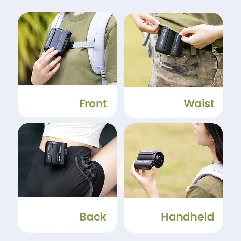 Portable Fan Rechargeable Strong Personal Waist Fan Hands-Free Hanging Neck Fan Wearable Belt Fan For Camping Outdoor Jobsite Peaceful Pleasures Health and Wellness