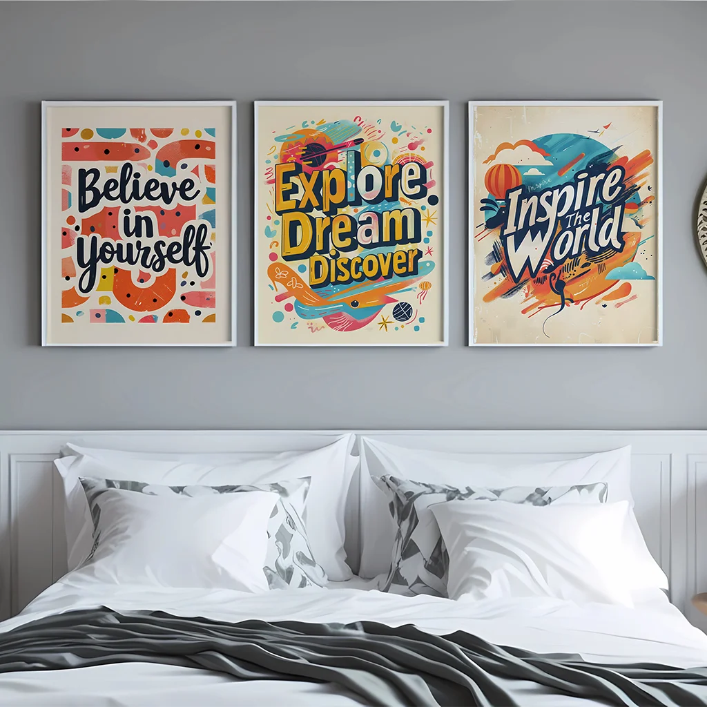 Nordic Motivational Canvas Wall Art | Colorful Inspirational Print Canvas Wall Art Peaceful Pleasures Health and Wellness