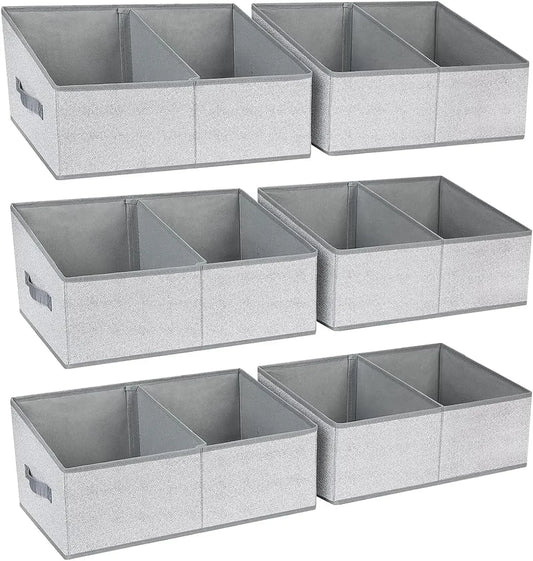 Large Closet Shelf Organizer Bins 6-Pack with Dividers Peaceful Pleasures Health and Wellness United States