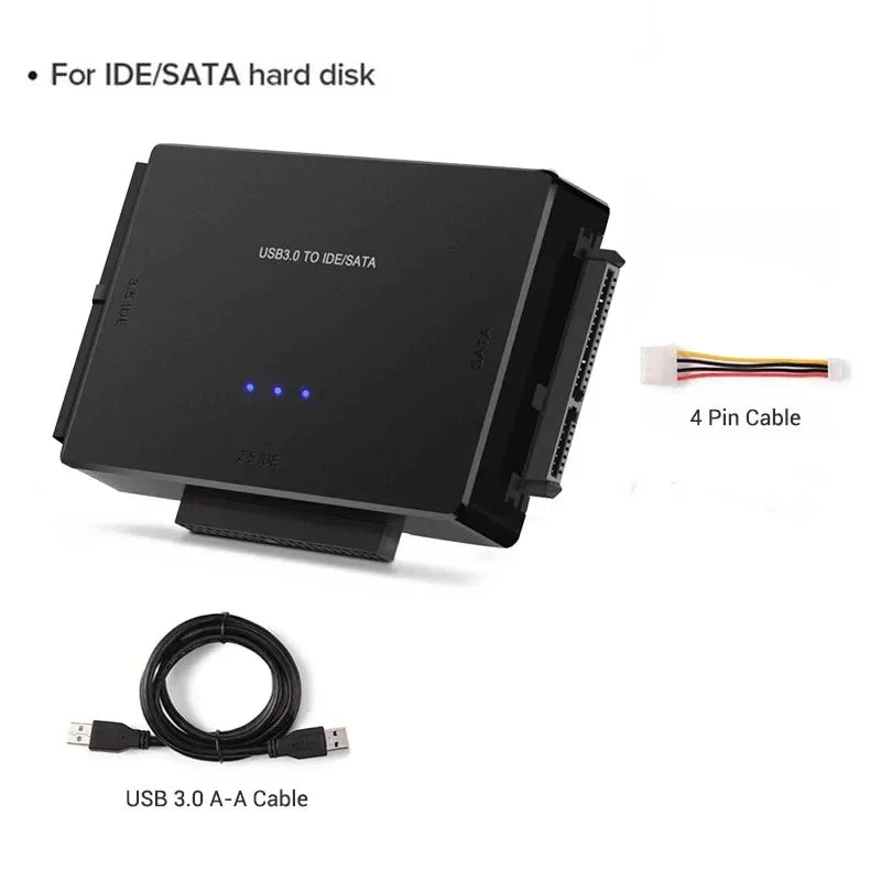 SATA/IDE to USB 3.0 Adapter Hard Drive Adapter Converter for Universal 2.5/3.5 Inch IDE SATA HDD SSD with 12V 2A Power Adapter Peaceful Pleasures Health and Wellness NO Plug 100cm