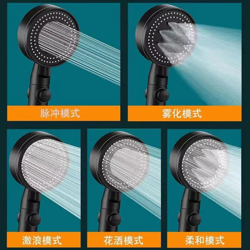 5-Mode Handheld Shower Head | Height-Adjustable Water-Saving