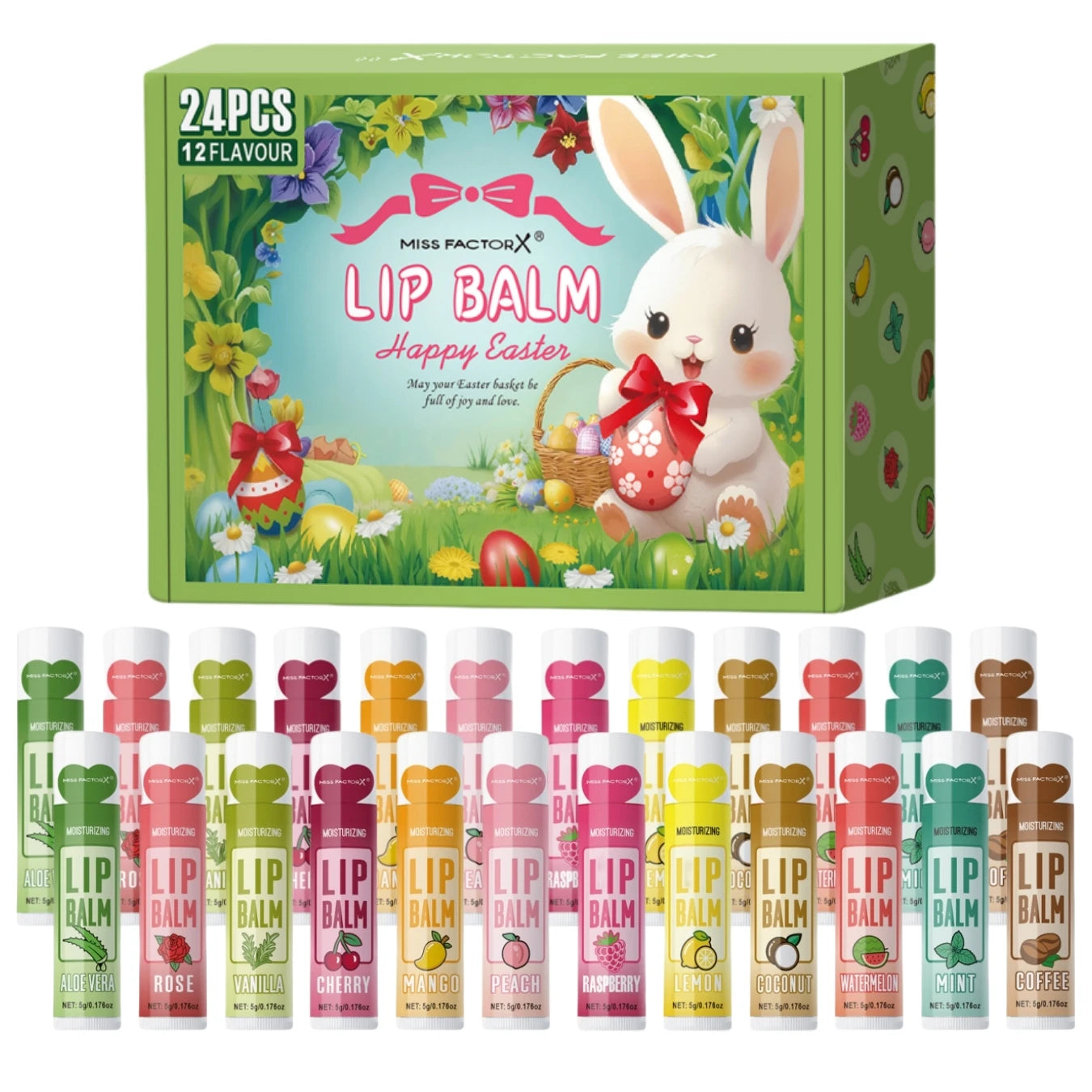 24PCS/box, Lip Balm Set, Moisturizing and Glossy, Easter Gift Set, Suitable for Dry Lips, Women's Gift Mother's Gift, Party Supp Peaceful Pleasures Health and Wellness