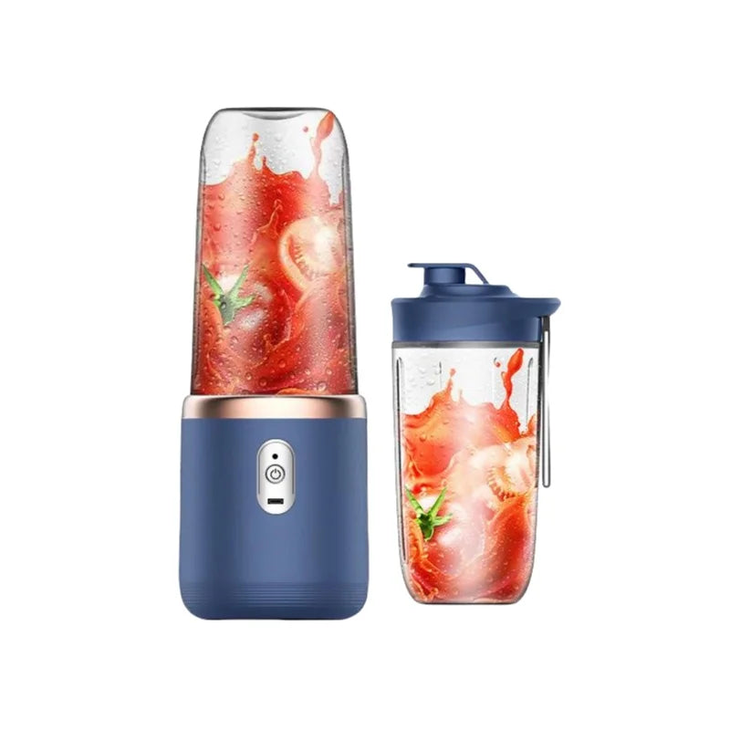 Electric Juicer Cup Portable USB Multifunction Double Cup Juicer Fruit Blender Milkshake Juice Cup Smoothie Blender Peaceful Pleasures Health and Wellness Blue Double Cup