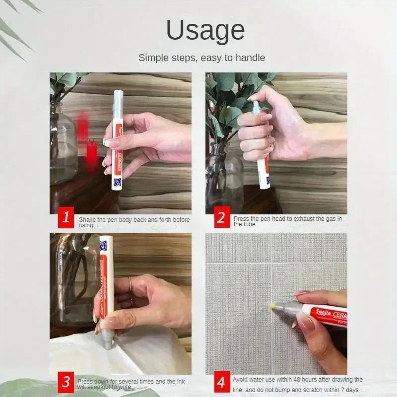 Mold-Resistant Waterproof Ceramic Tile Grout Marker Pen for Kitchen & Bathroom Wall And Floor Repair Peaceful Pleasures Health and Wellness