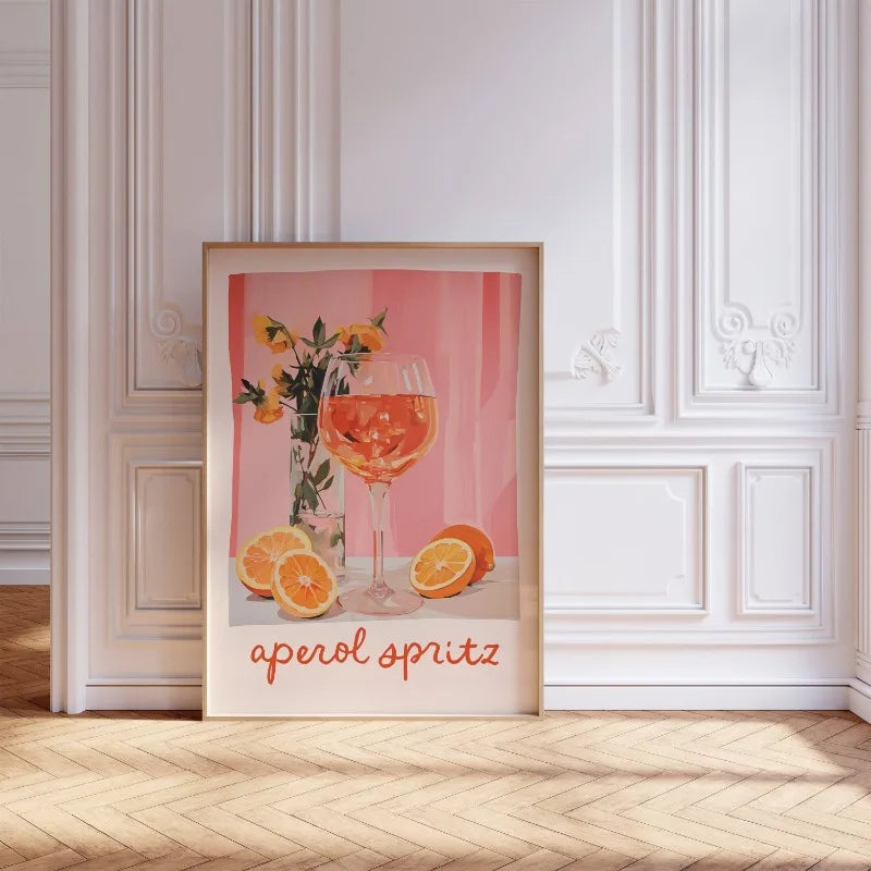 1pc Unframed Aperol Spritz Cocktail Poster, Modern Art Deco Style, Vintage Trendy Bar Cart Print, Painted Canvas Wall Art Peaceful Pleasures Health and Wellness
