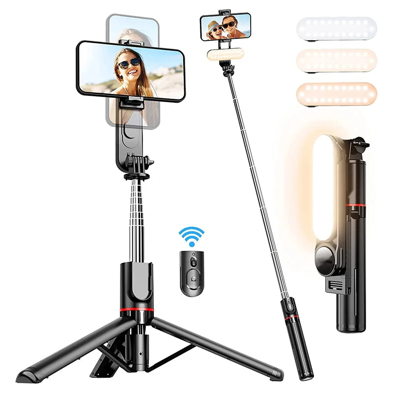 Portable Selfie Stick Phone Tripod With LED Light & Wireless Remote Extendable Tripods Stand 360 Rotation Compatible For iPhone Peaceful Pleasures Health and Wellness