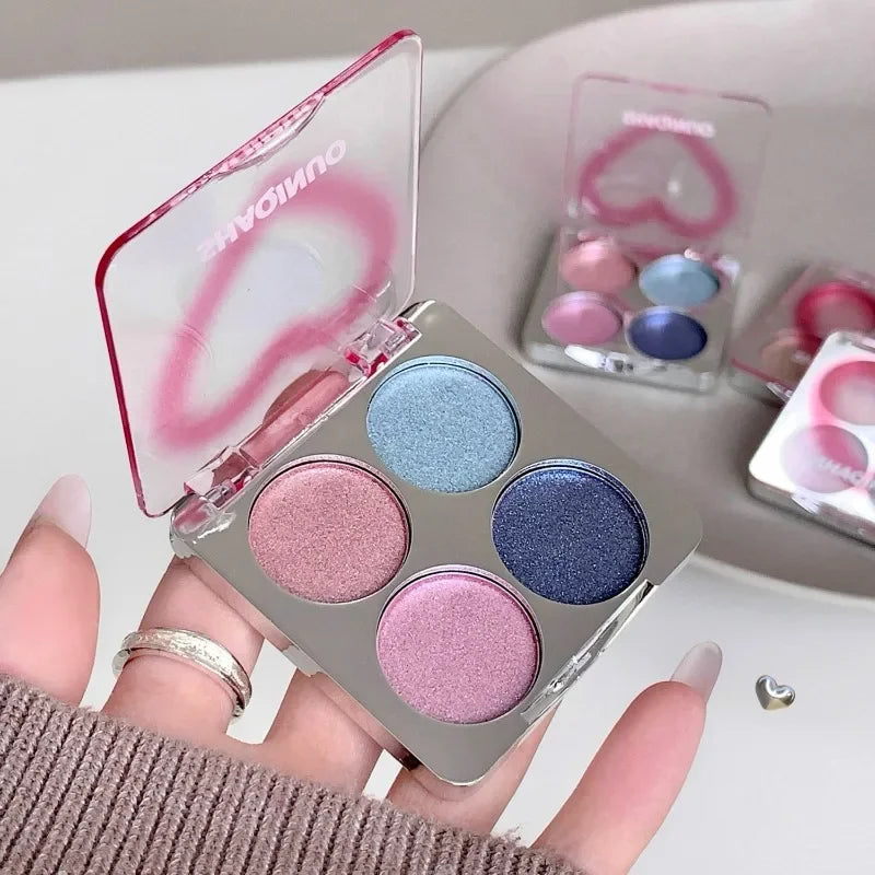 4-Shade Galaxy Glitter Matte Eyeshadow Highlighter Palette