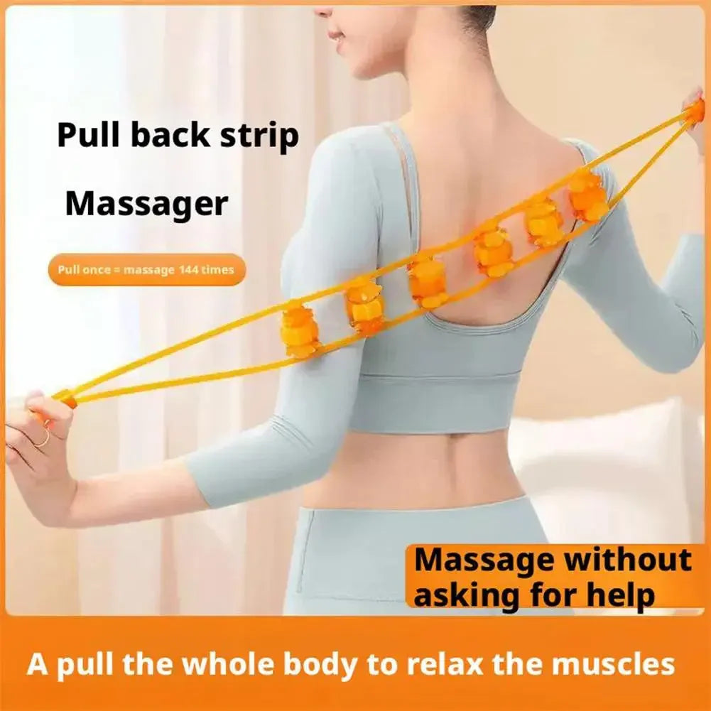 Back & Shoulder Massage Roller – Pull Strip Ball Massager Massage Roller Peaceful Pleasures Health and Wellness