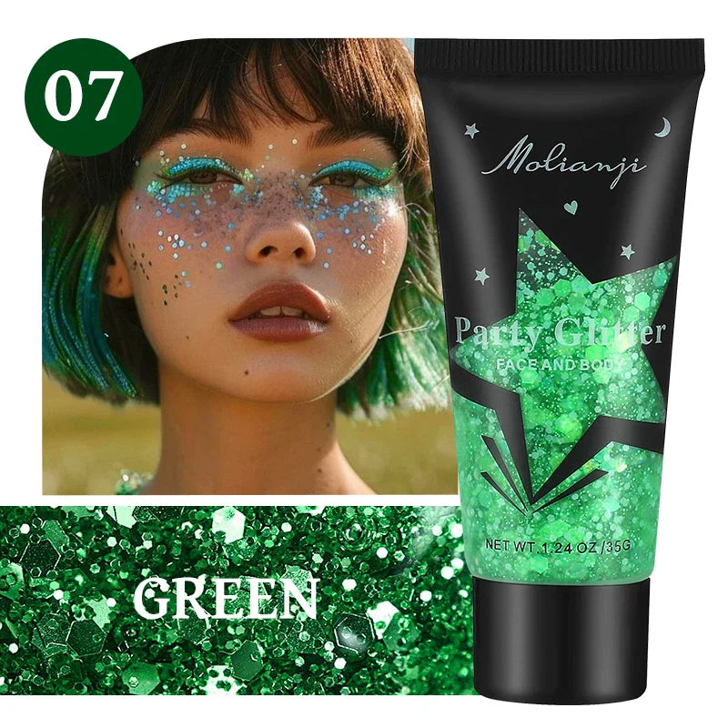 Multicolor Body Glitter – Waterproof & Sweat-Resistant Makeup