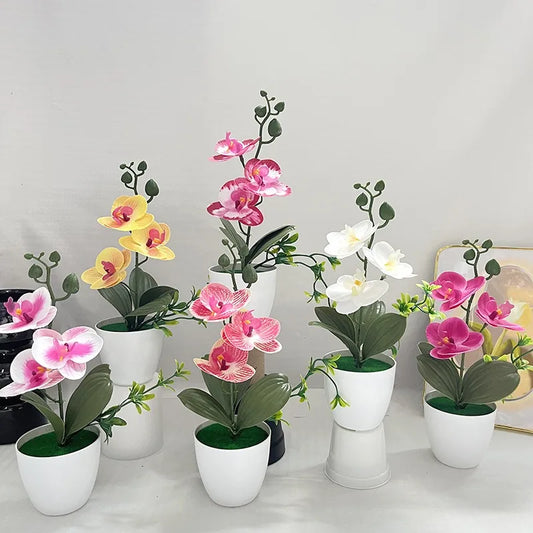 Silk Butterfly Orchid Artificial Plant | Desktop Potted Decor Artificial Potted Plant Peaceful Pleasures Health and Wellness