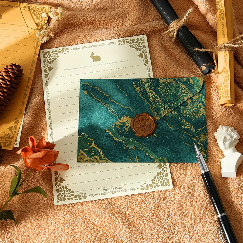 gilding Valentine's Day Envelope Letter Set Embossed Texture Handwritten Love Letter Lacquer Envelope Peaceful Pleasures Health and Wellness