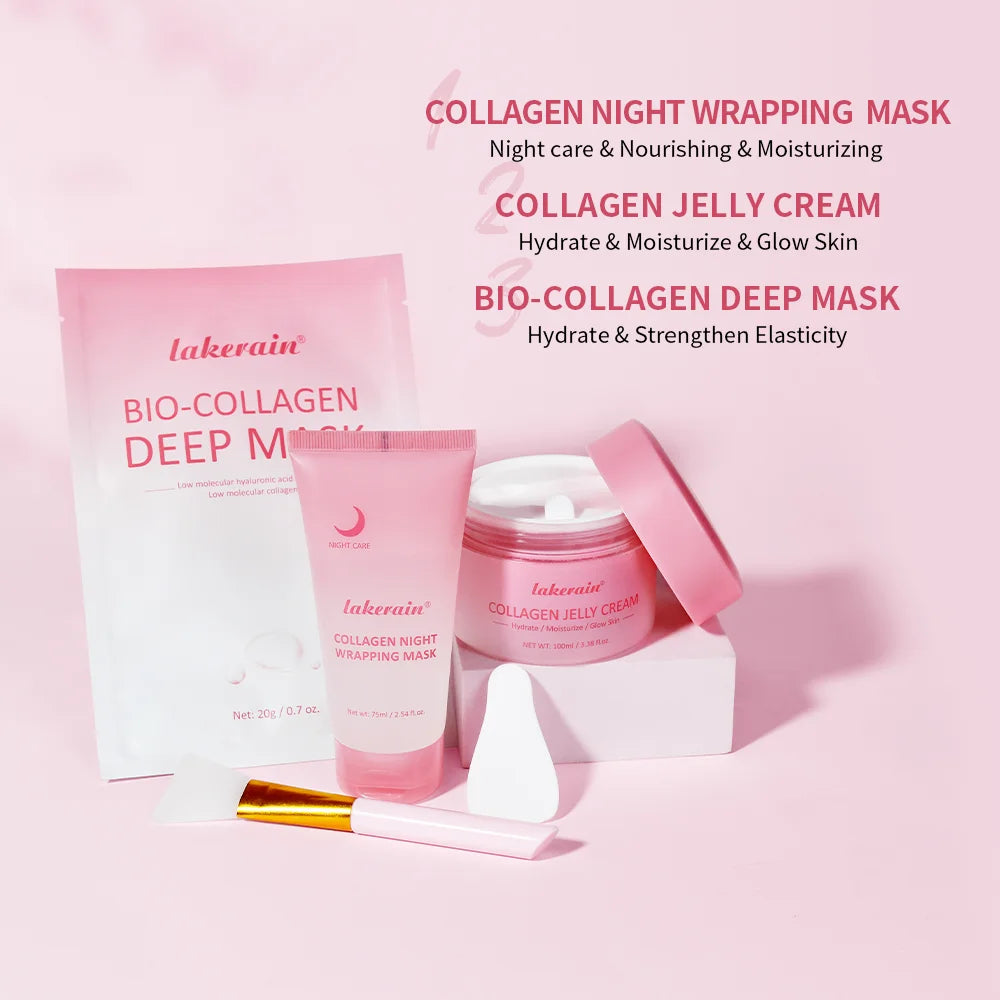 Collagen Night Mask & Jelly Cream Skincare Set – Deep Hydration