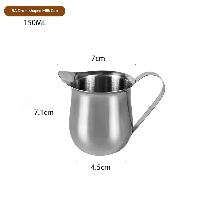 New Coffee Milk Frothing Pitcher Cup Stainless Steel Espresso Creamer Pitchers Ounce Measuring Cup with Pouring Spout Coffeeware Peaceful Pleasures Health and Wellness 150ML