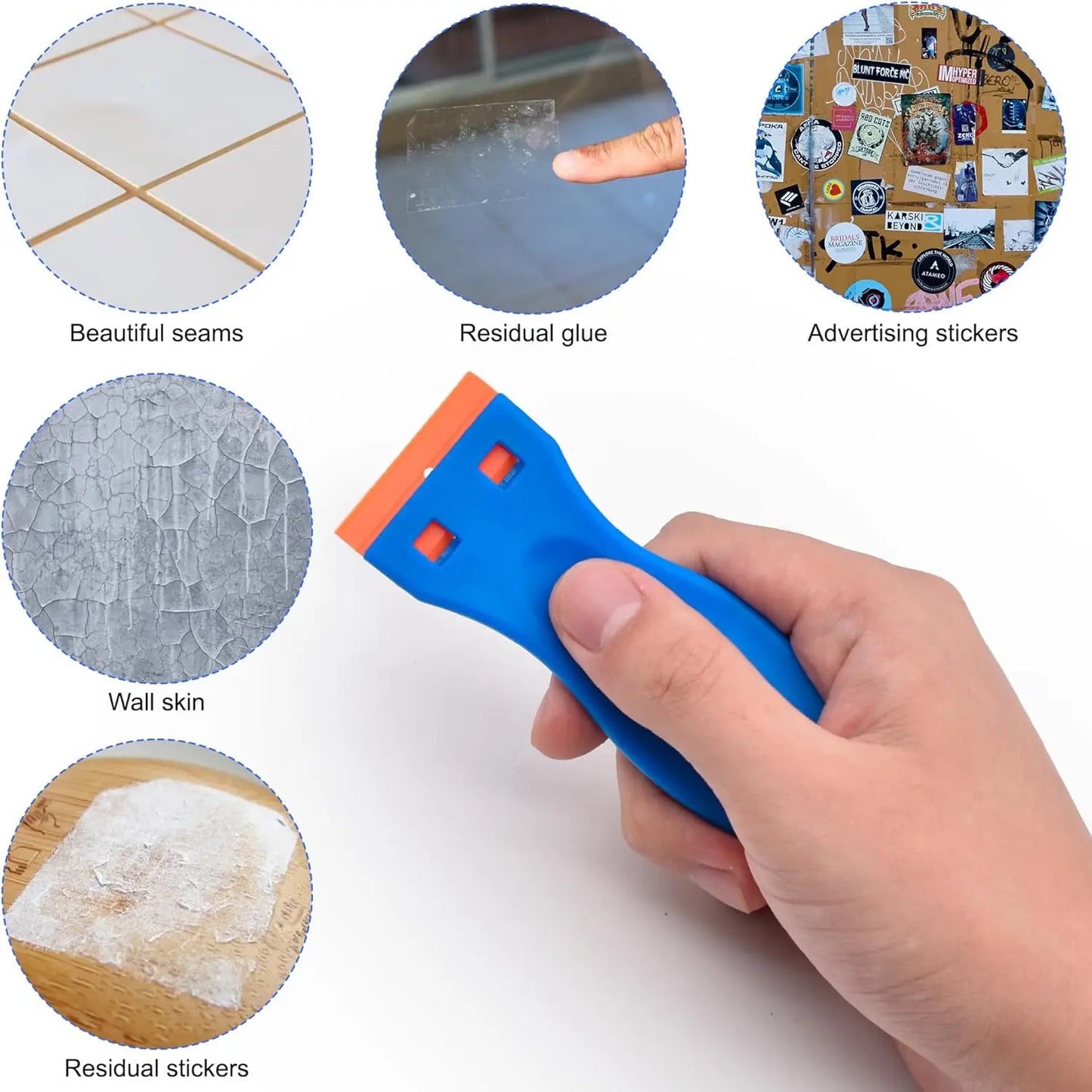 4-Pack Plastic Razor Blade Scraper Set – 50 Blades, Scratch-Free