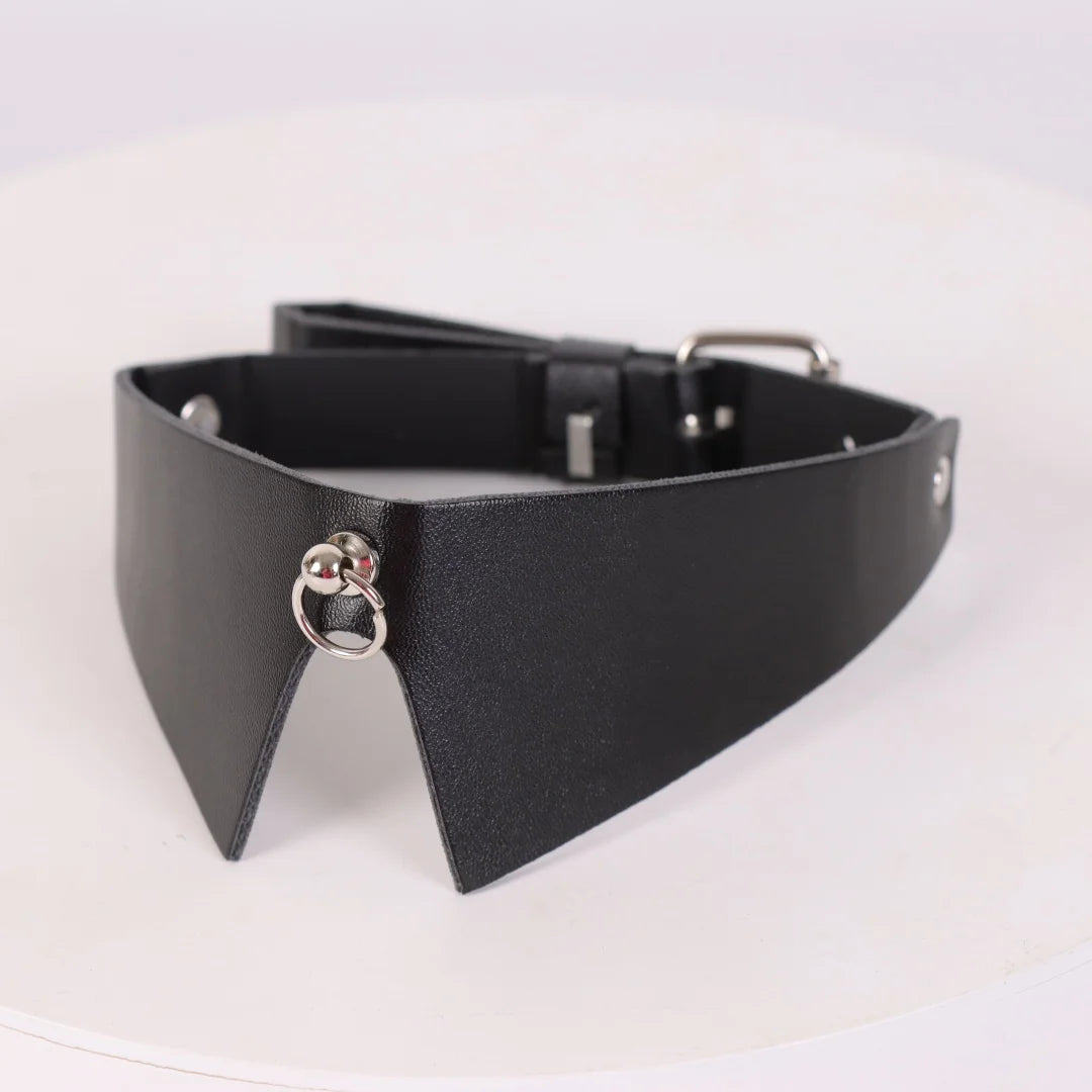Punk Black PU Leather Choker Necklace Women Men Cool Gothic Spike