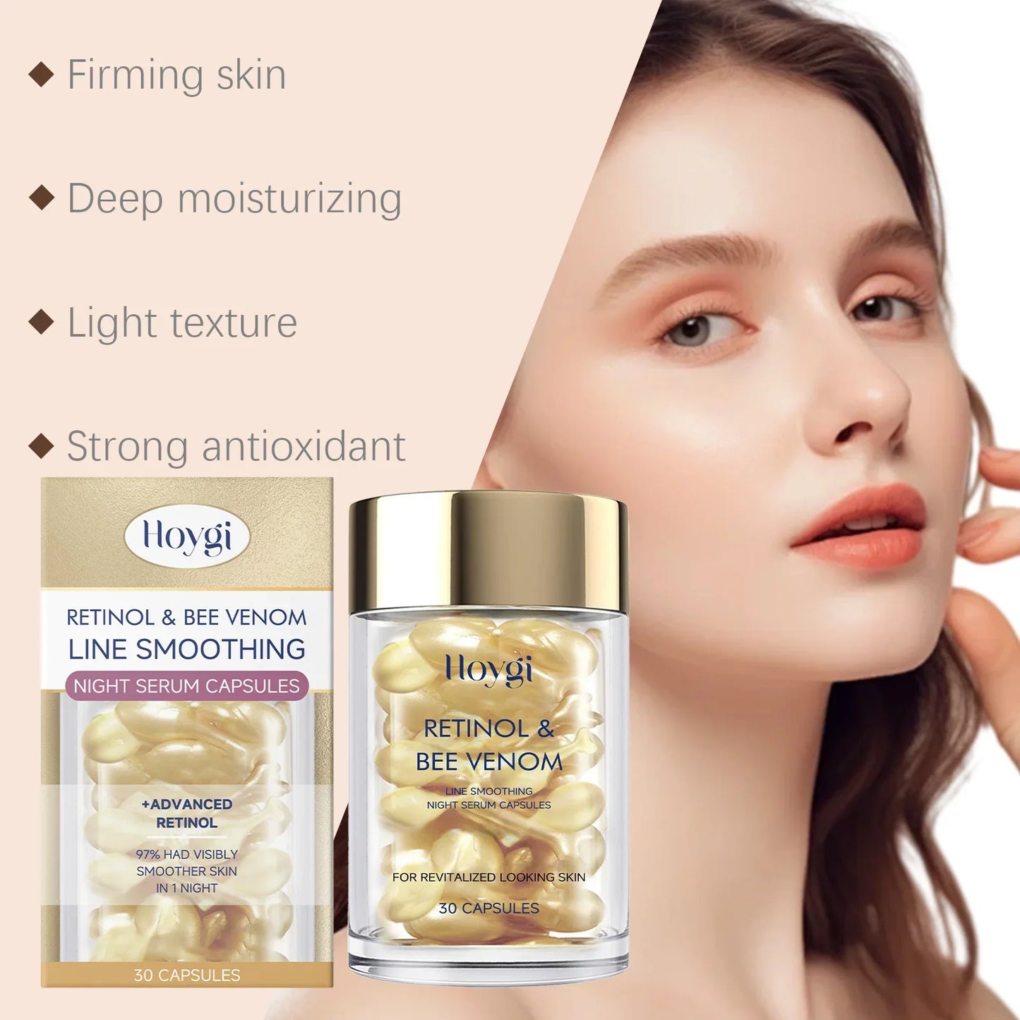 Hoygi Retinol Bee Venom Anti-Aging Night Serum Capsules