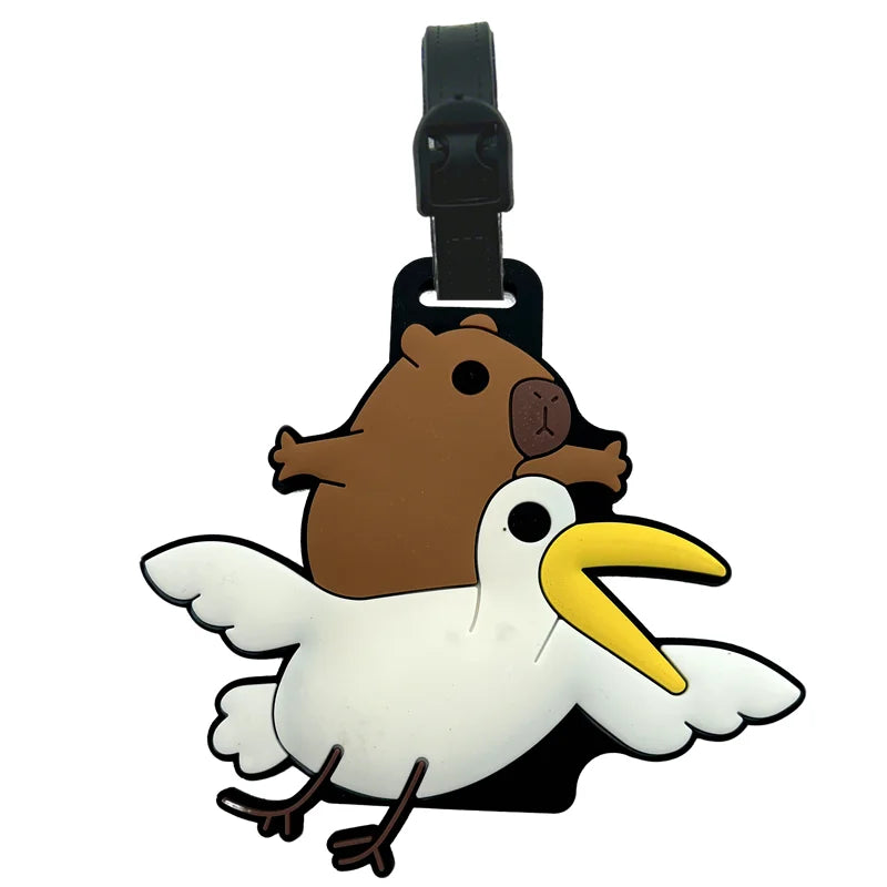 Cartoon Capybara PVC Luggage Tag | ID & Address Holder
