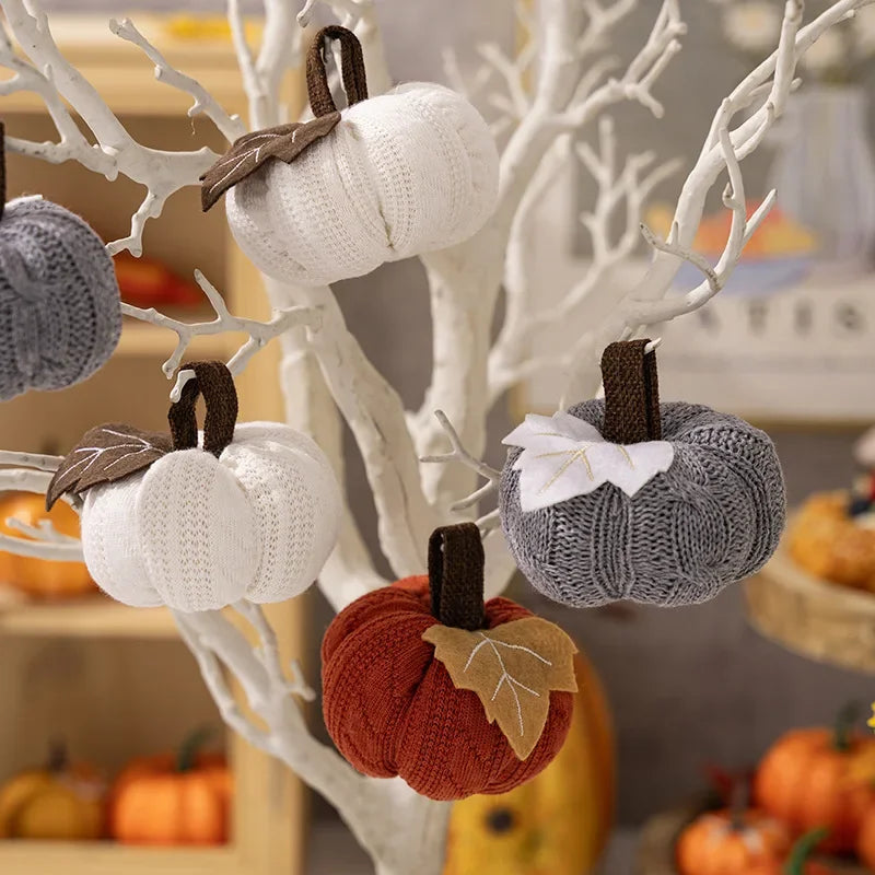 Knitted Pumpkin Ornaments for Halloween Festival Party & Home Bonsai Pendant Decor Halloween Gift Peaceful Pleasures Health and Wellness
