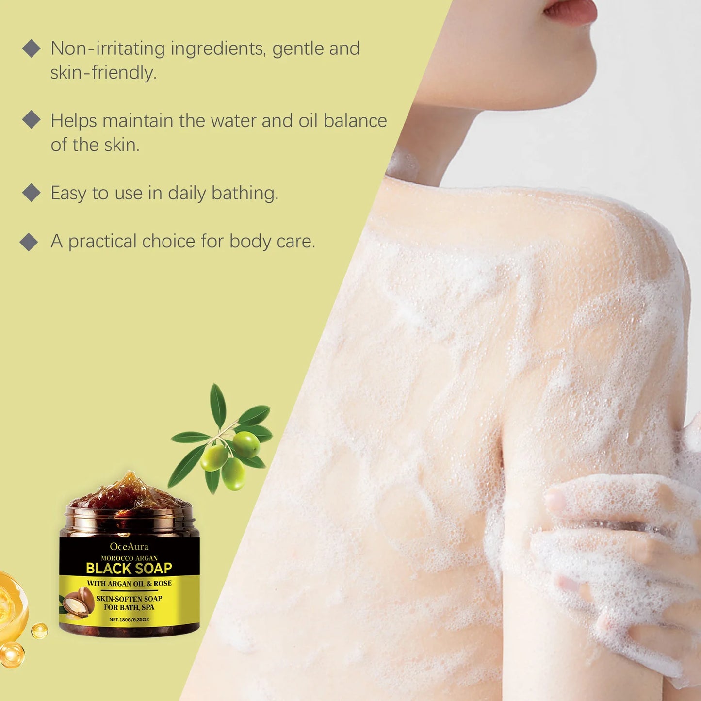 OceAura Argan Oil Body Soap 180g | Exfoliating & Moisturizing