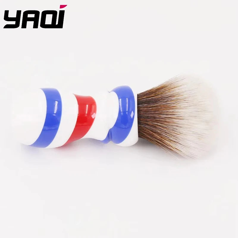 Yaqi High Quality 24MM New Barber Pole Style Brown Synthetic Knot Mens Wet Shaving Brush Retro Fashion Facial Shaving Care Tool Peaceful Pleasures Health and Wellness