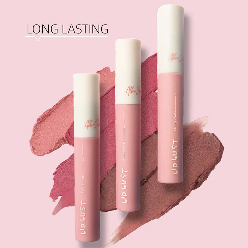 10-Color Matte Liquid Lipstick – Nude Pink & Red, Waterproof