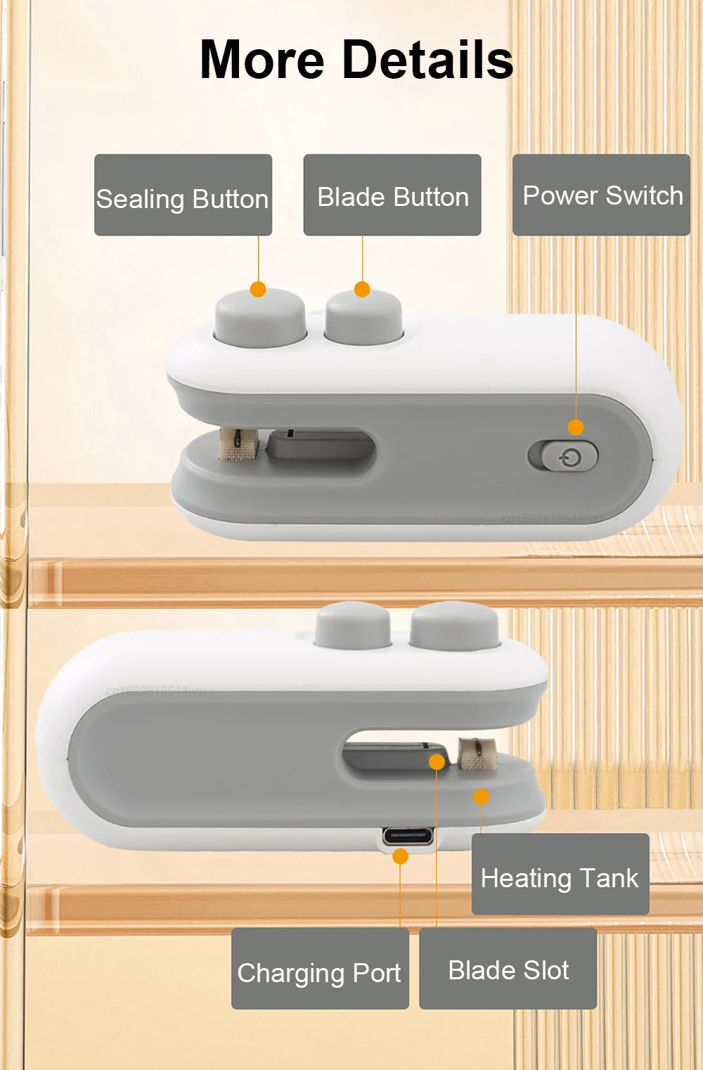 Mini Heat Bag Sealing Machine Portable Plastic Bag Sealer Handheld Mini Heat Sealer Food Packaging Plastic Bag Sealing Machine Peaceful Pleasures Health and Wellness White 2 pcs USB Type-C