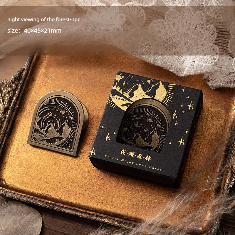 1pc Metal Clip Retro Elegant Hand Account Material Decoration Clip Starry Night Love Song Series Office Document Supplies Peaceful Pleasures Health and Wellness Forest