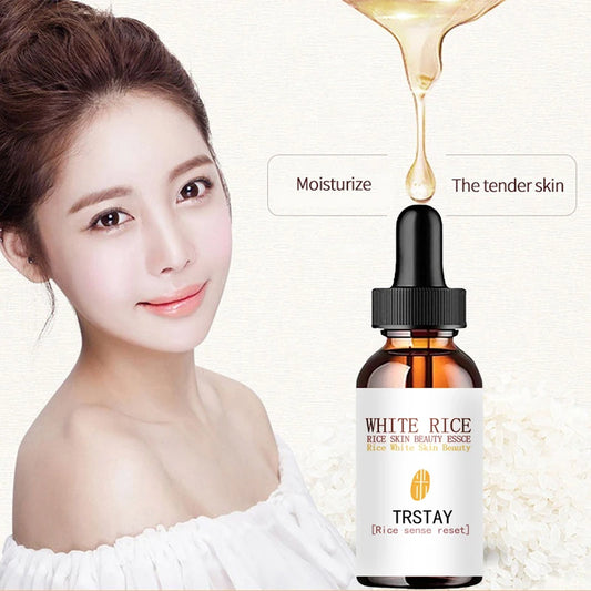 White Rice Whitening Serum Face Moisturizing Cream Shrink Pores Brighten Enzyme Anti Wrinkle Anti Aging Skin Care Essence Peaceful Pleasures Health and Wellness 15ML