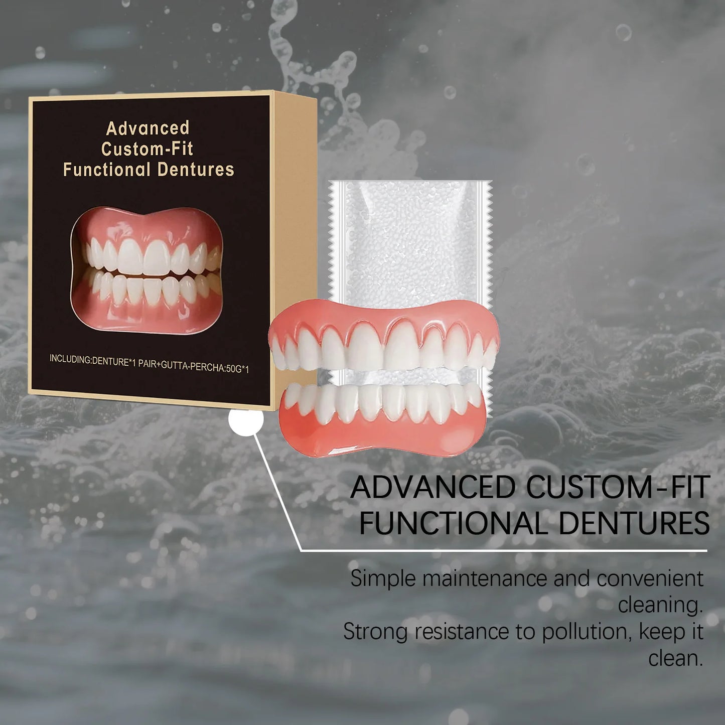 Temporary Silicone Denture Veneers Kit – Upper & Lower Teeth