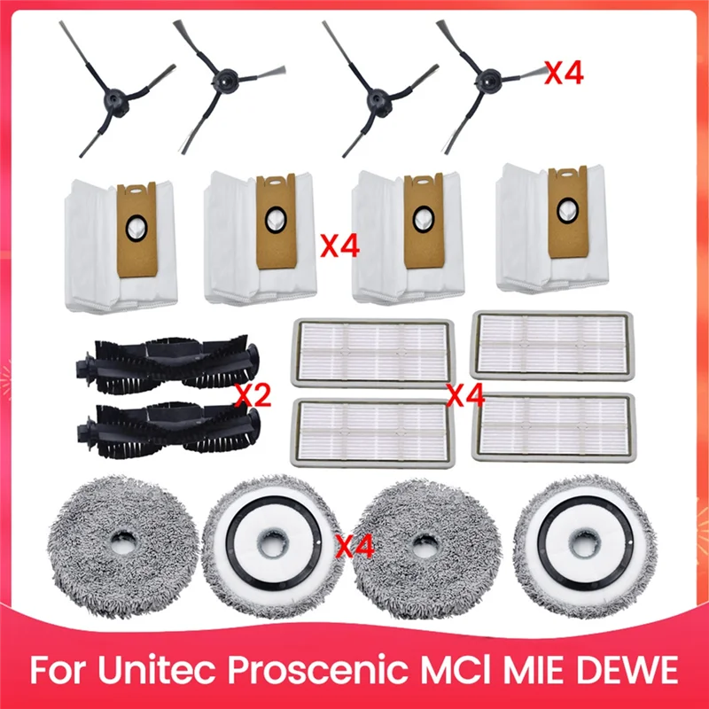 Y51A-For Unitec Proscenic Mcl MIE DEWE Robot Vacuum Cleaner Accessories Replacement Main Side Brush Hepa Filter Mop Cloth Peaceful Pleasures Health and Wellness As Shown