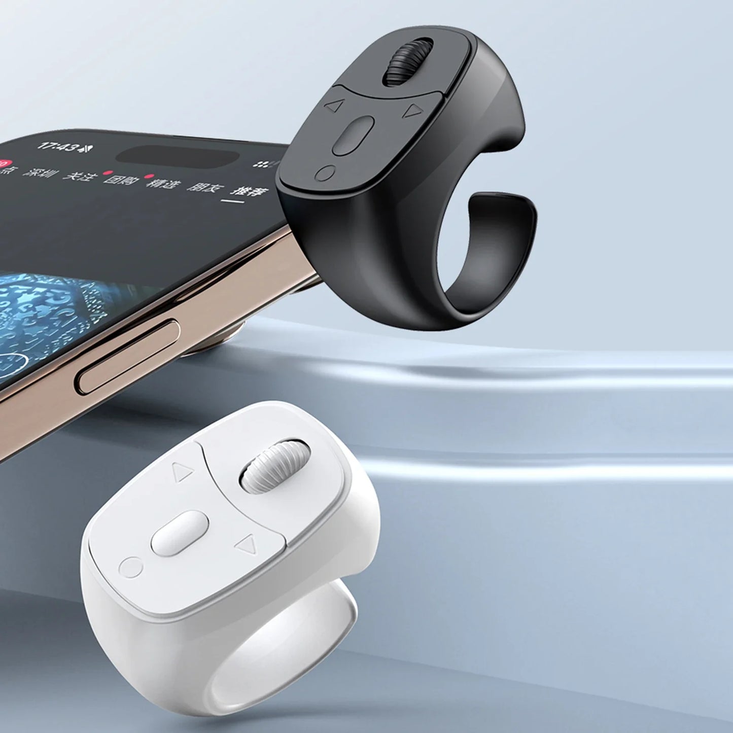 Bluetooth 5.3 Finger Ring Remote – Page Turner & Selfie