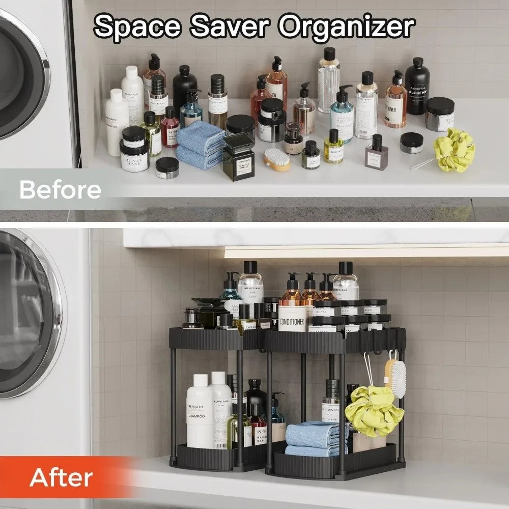 2-Tier Pull-Out Under Sink Organizer | Bathroom Kitchen Rack