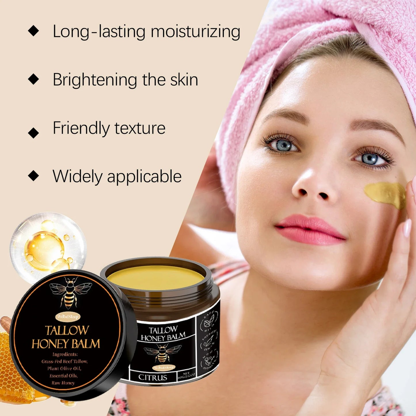 WoodSleep Tallow Honey Balm – Whipped Body Butter 60g