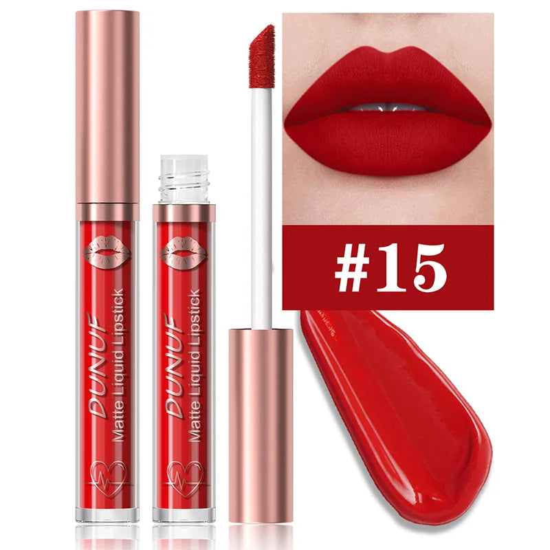 DUNUF 18-Color Matte Velvet Lipstick & Moisturizing Lip Gloss
