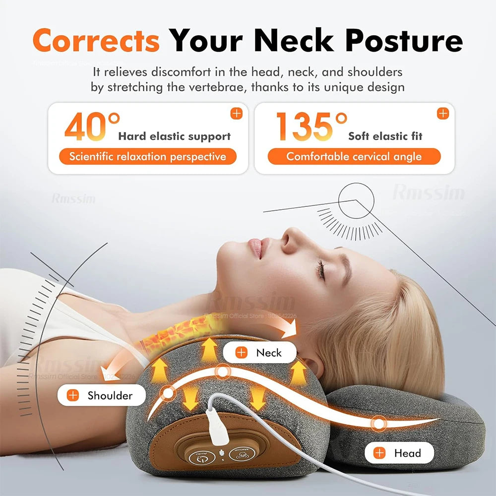 Pillow Massage Neck Hump, Traction Massager with Heat, 3 in 1 Neck Massage Pillow Heated Massages Necks Pillows Heated Traction Peaceful Pleasures Health and Wellness