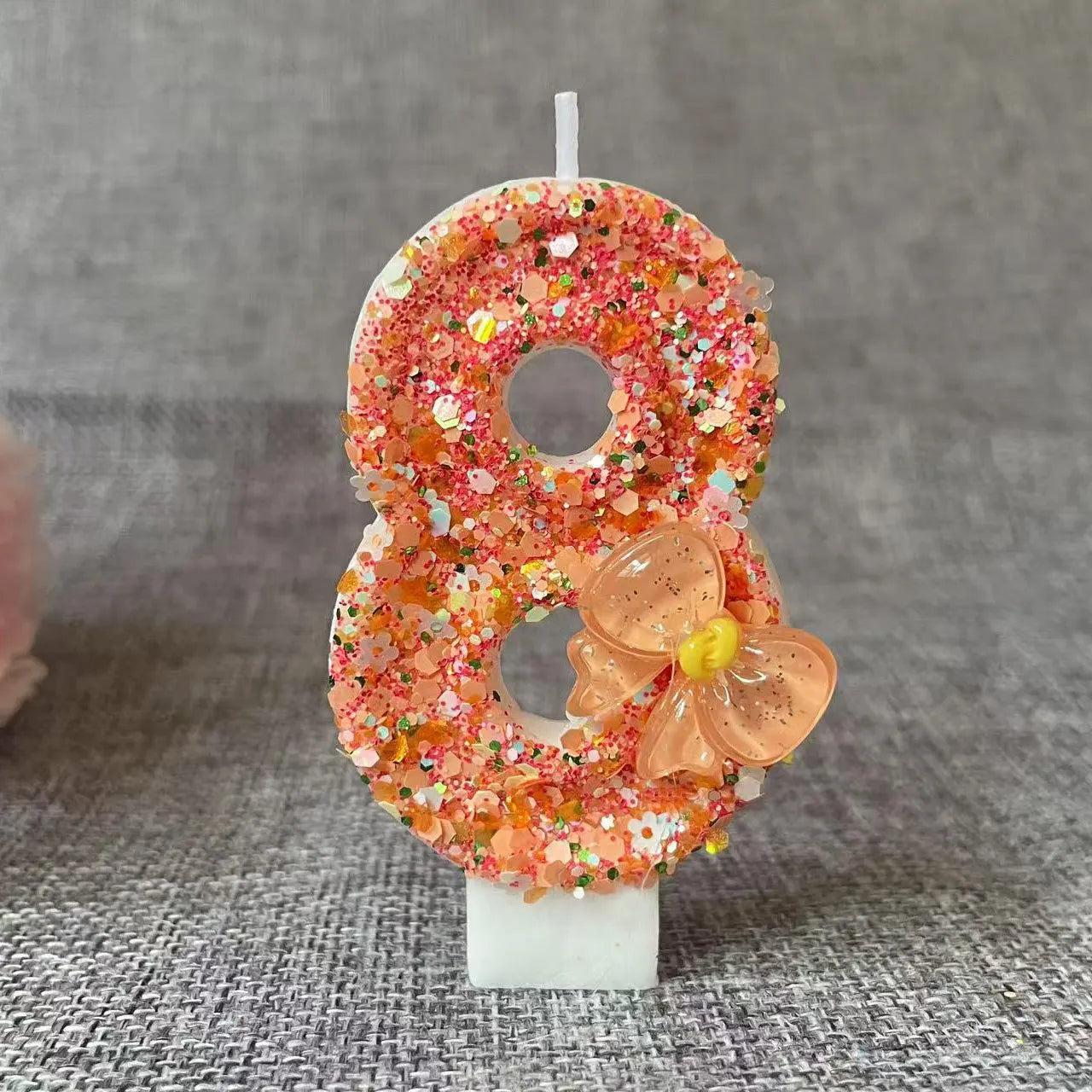 Birthday Candle Bow Orange Creative Ceremony Surprise Digital Decoration Candle Flower Style Peaceful Pleasures Health and Wellness I