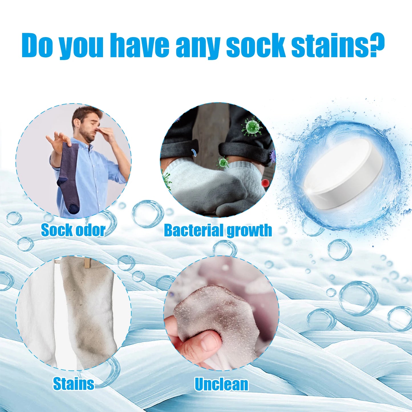 JAKEHOE 20-Pack Sock Cleaning Tablets – Stain & Odor Remover