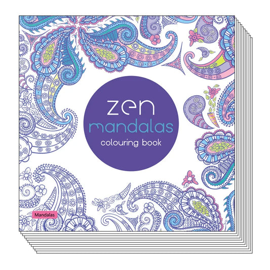 24 Page Mandala Coloring Book Graffiti Drawing Adult Stress Relief Peaceful Pleasures Health and Wellness Blue