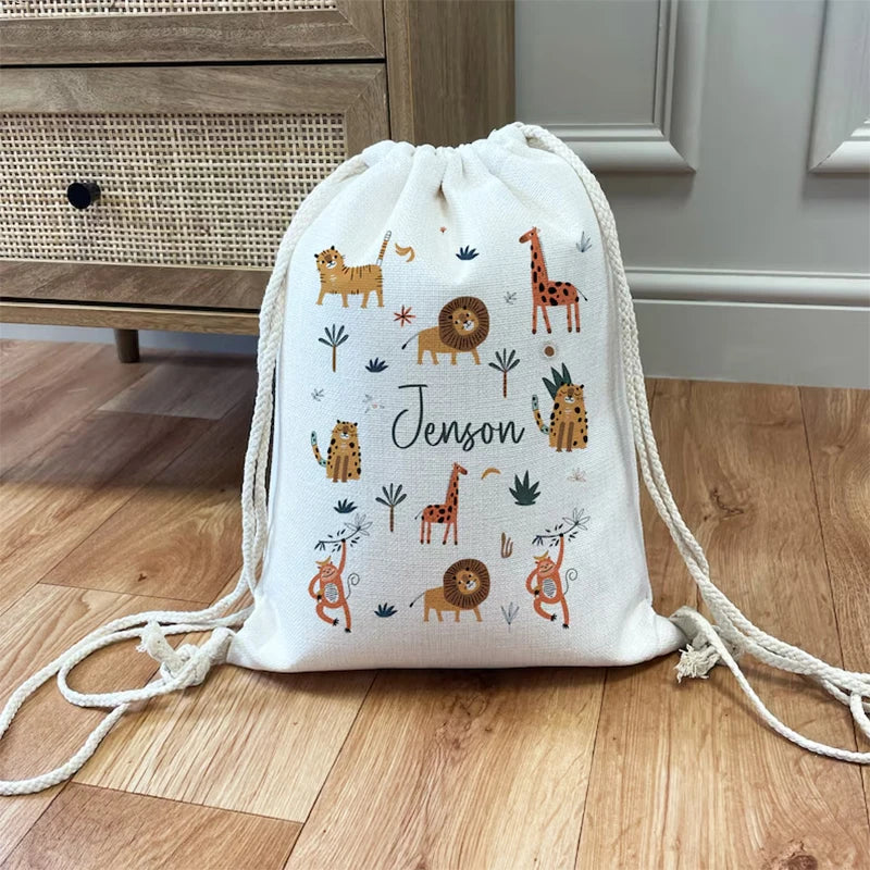 Personalised Safari Jungle Animals Toy Sack | Kids Gift Bag