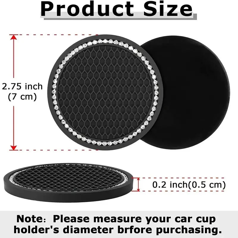 4-Pack Crystal Rhinestone Car Cup Mats Anti-Slip Heat Resistant Easy Clean Car Interior Accessories Cute Car Decorations Peaceful Pleasures Health and Wellness