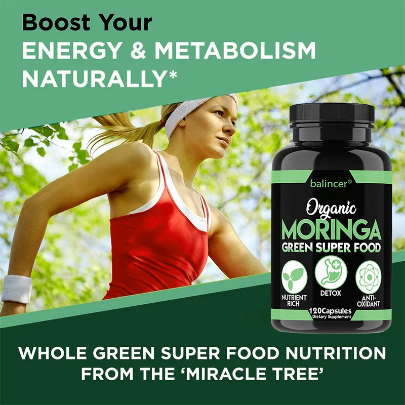 Nutritional Moringa Capsules - Moringa Supplement Capsules, Supports Energy, Skin Health, Gut Health, Antioxidants Peaceful Pleasures Health and Wellness